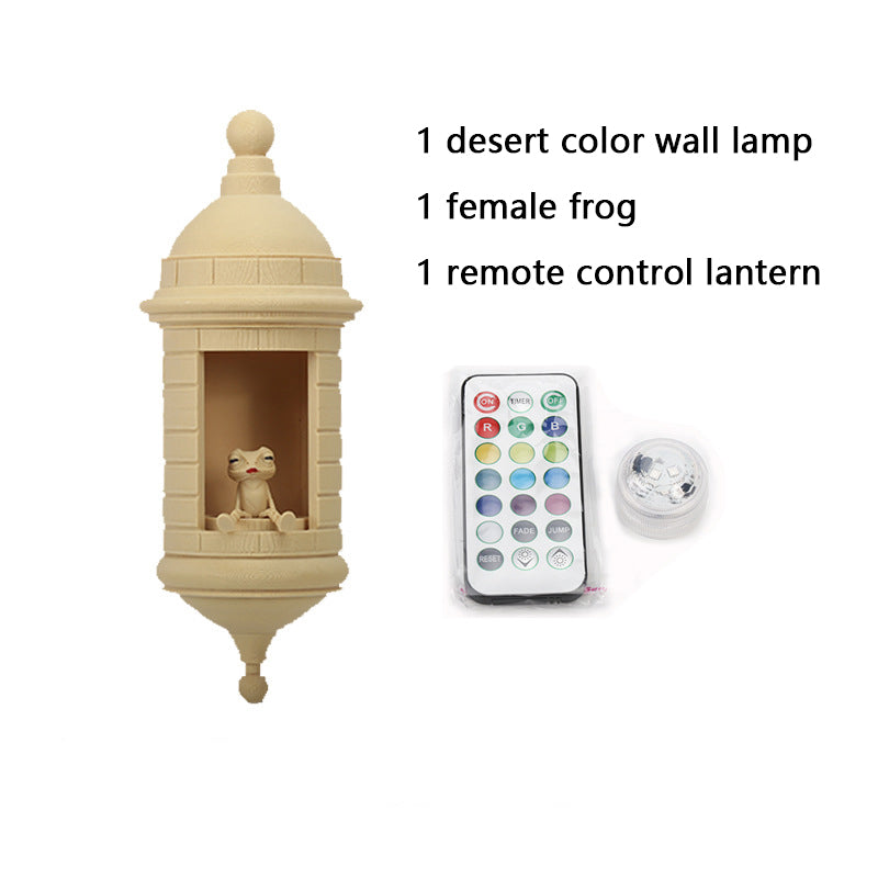3D Desert-Colored Frog-Shaped Wall Lamp Set