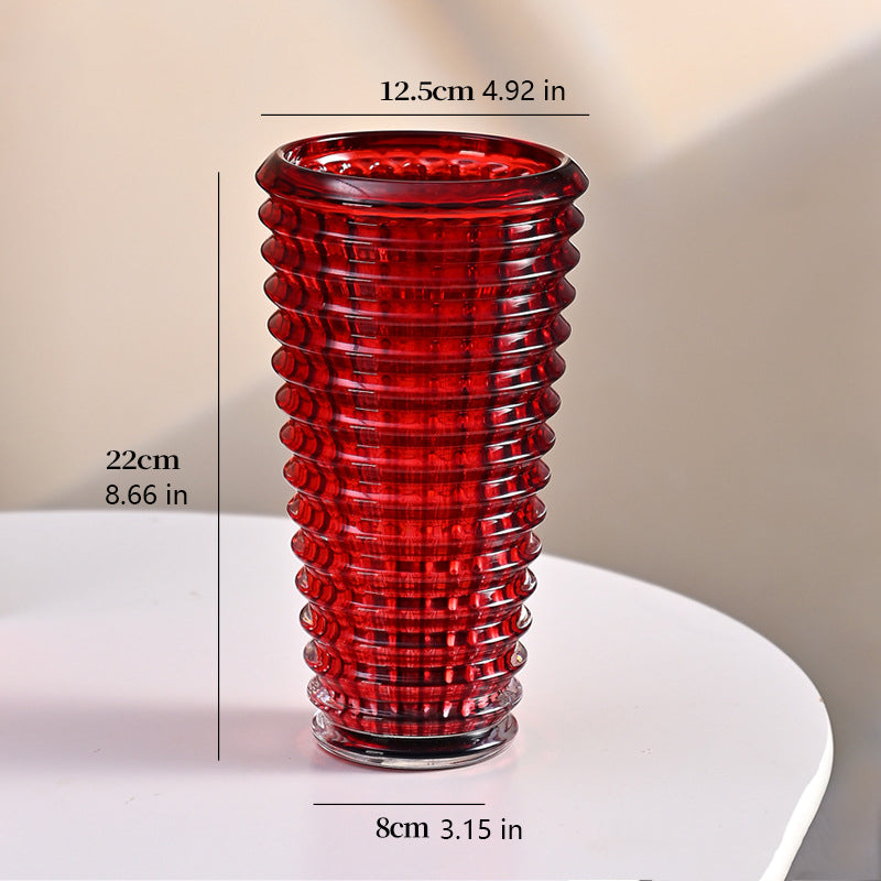 A thick, crystal-clear crystal glass vase.