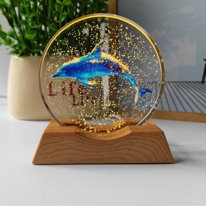Starry Sky Color 3D Laser-Engraved Crystal Disc Night Light