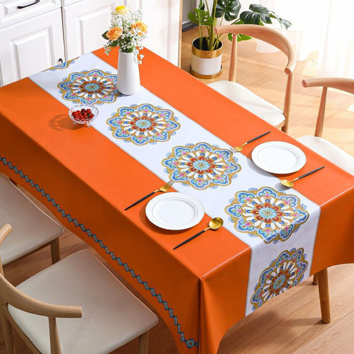 Premium-feel tablecloth: waterproof, oil-resistant, and heat-resistant.