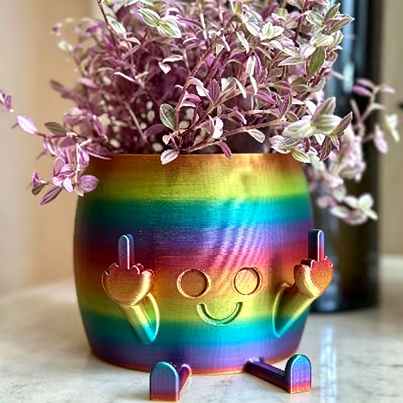 Fun resin flowerpot: middle-finger design.