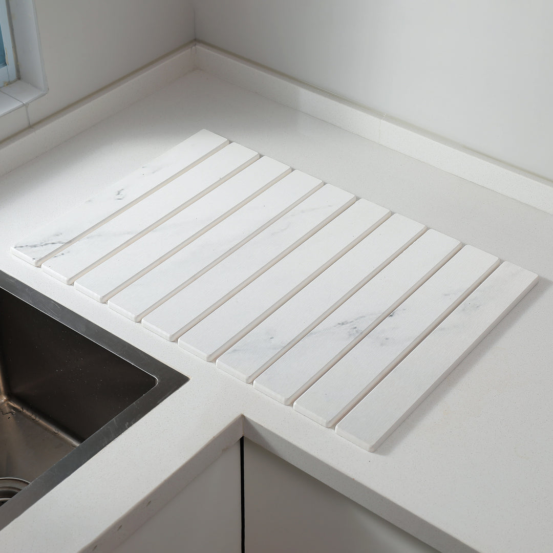 Foldable Marble-Pattern Countertop Mat (Absorbent &amp; Heat-Resistant)
