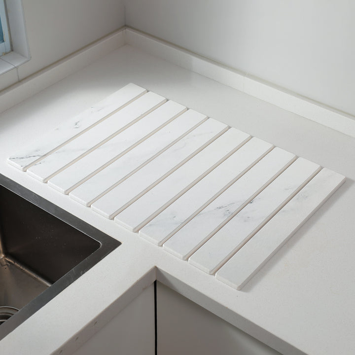 Foldable Marble-Pattern Countertop Mat (Absorbent &amp; Heat-Resistant)