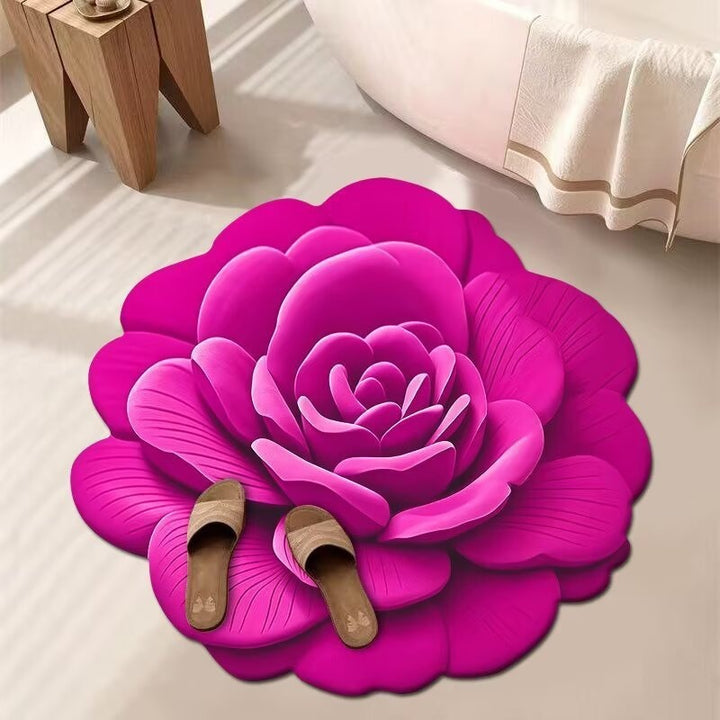 Stunning 3D Floral Pattern Diatomaceous Earth Bath Mat – Non-Slip &amp; Quick-Drying