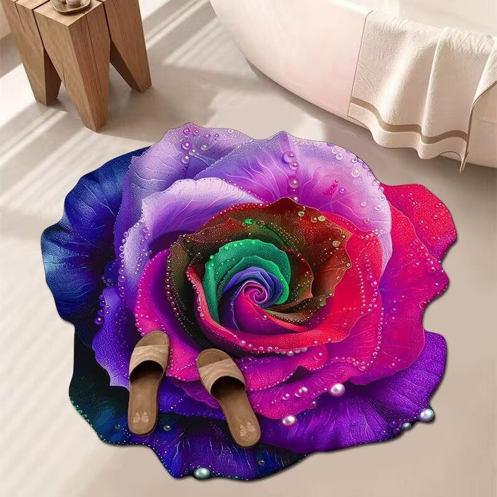 Stunning 3D Floral Pattern Floor Mat – Non-Slip &amp; Quick-Drying