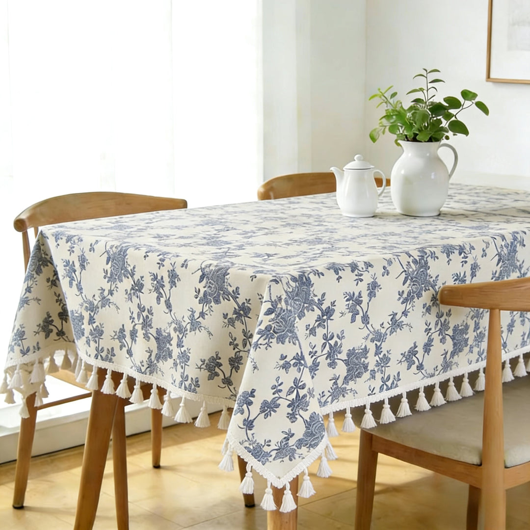 Ethnic-style vintage cotton-linen tablecloth