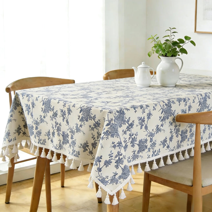 Ethnic-style vintage cotton-linen tablecloth