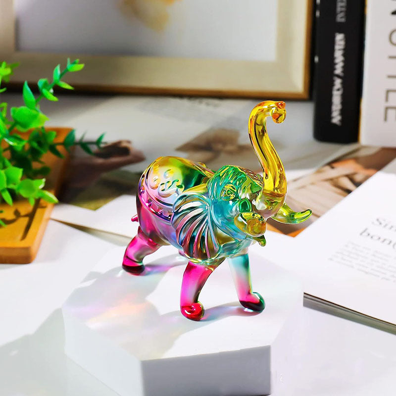 Luxury Rainbow Crystal Elephant – Symbol of Strength, Wisdom & Prosperity