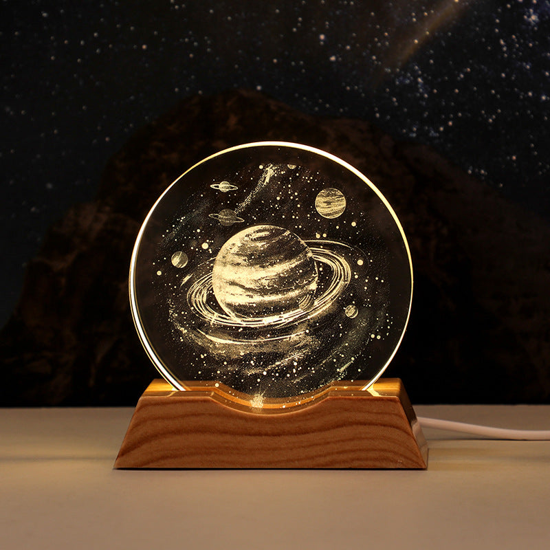 3D Laser-Engraved Crystal Disc + Lighted Plastic Base