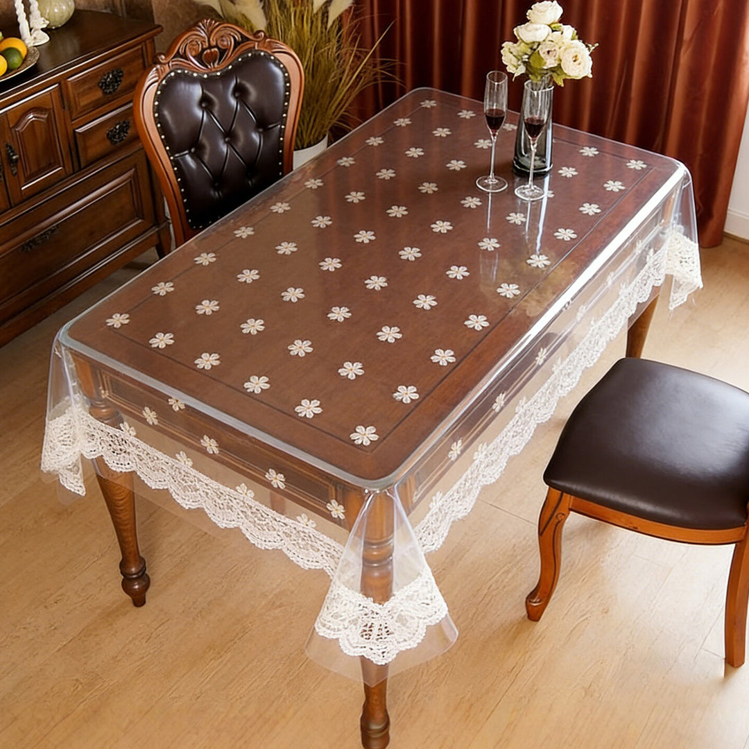 Luxury Transparent Floral Table Protector