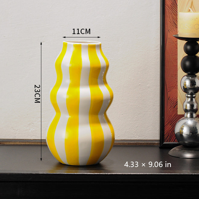 Nordic Retro Striped Ceramic Vase