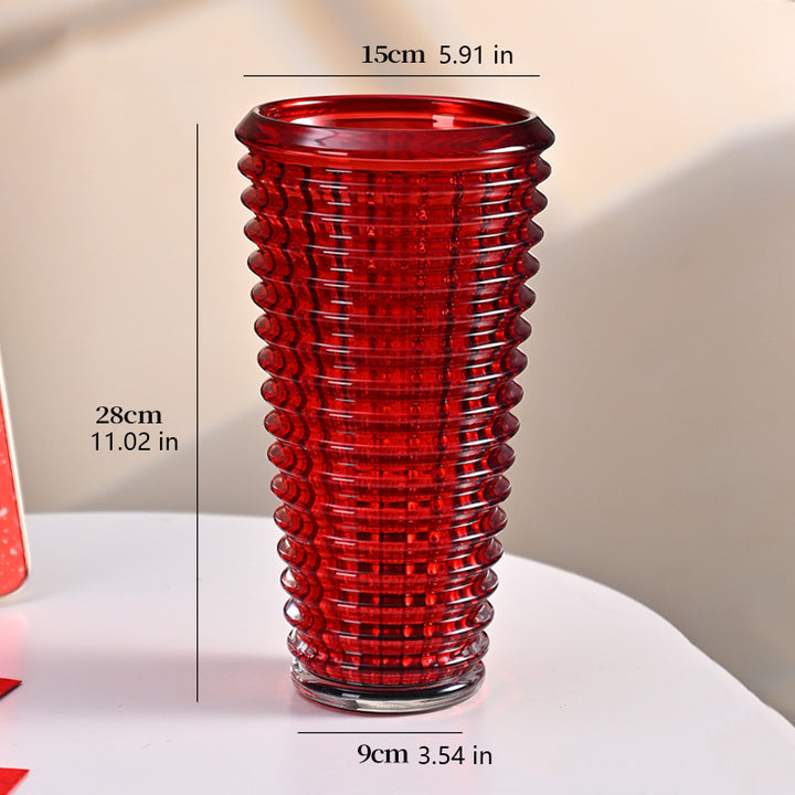 A thick, crystal-clear crystal glass vase.