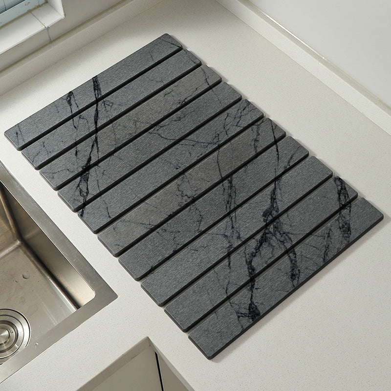 Foldable Marble-Pattern Countertop Mat (Absorbent &amp; Heat-Resistant)