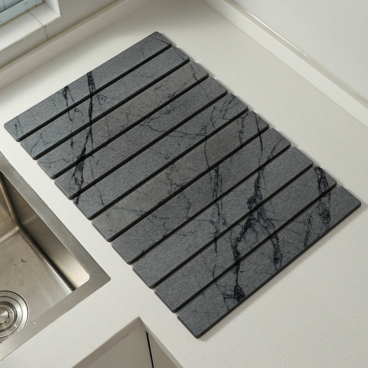 Foldable Marble-Pattern Countertop Mat (Absorbent &amp; Heat-Resistant)