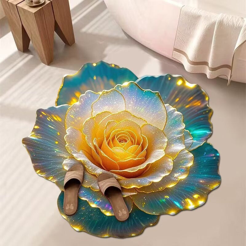 Stunning 3D Floral Pattern Diatomaceous Earth Bath Mat – Non-Slip &amp; Quick-Drying