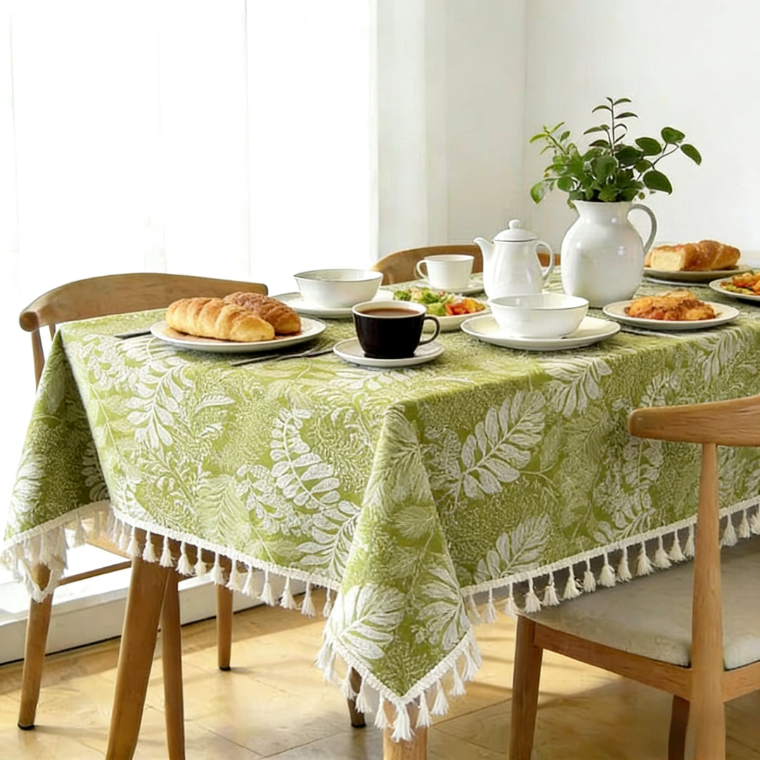 Ethnic-style vintage cotton-linen tablecloth