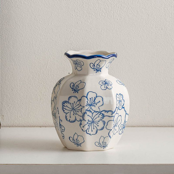 High-quality blue and white porcelain floral vase