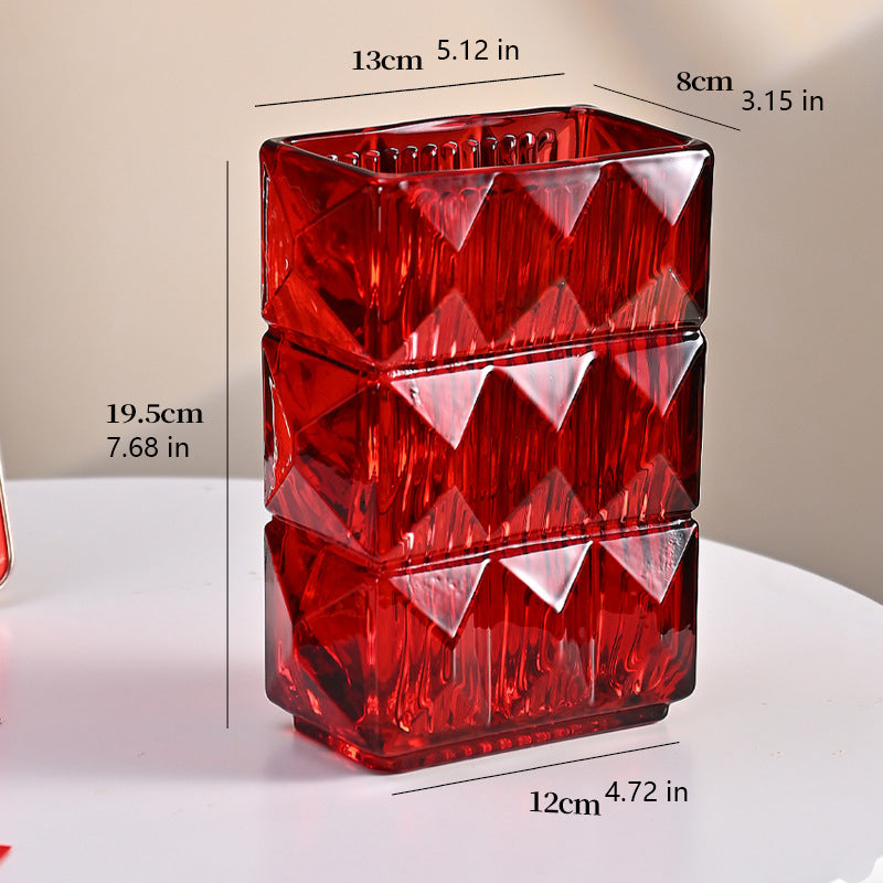 A thick, crystal-clear crystal glass vase.