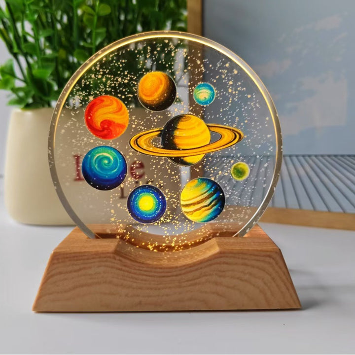 Starry Sky Color 3D Laser-Engraved Crystal Disc Night Light