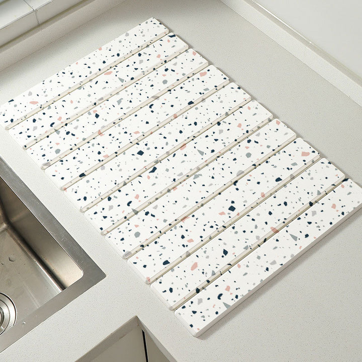 Foldable Marble-Pattern Countertop Mat (Absorbent &amp; Heat-Resistant)