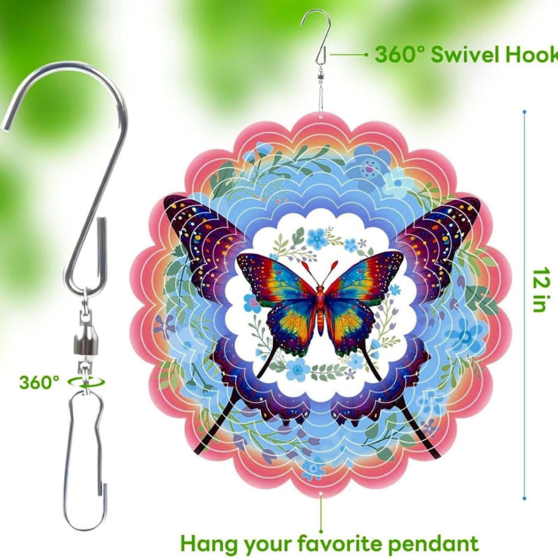 Stainless Steel 3D Visual Mandala Wind Spinner Hanging Ornament