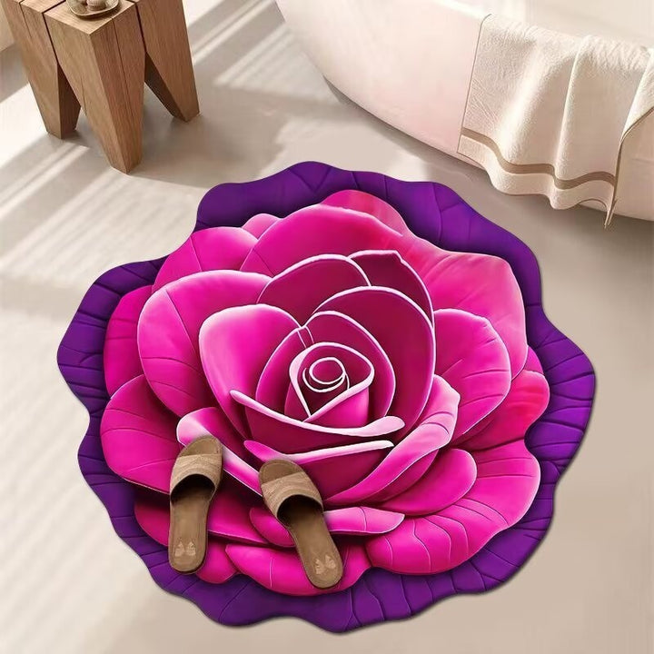 Stunning 3D Floral Pattern Diatomaceous Earth Bath Mat – Non-Slip &amp; Quick-Drying