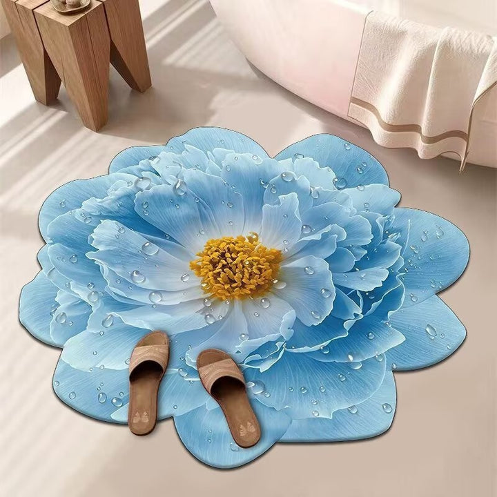 Stunning 3D Floral Pattern Floor Mat – Non-Slip &amp; Quick-Drying