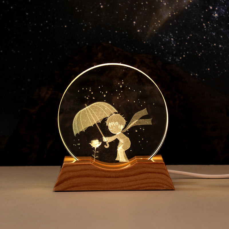3D Laser-Engraved Crystal Disc + Lighted Plastic Base
