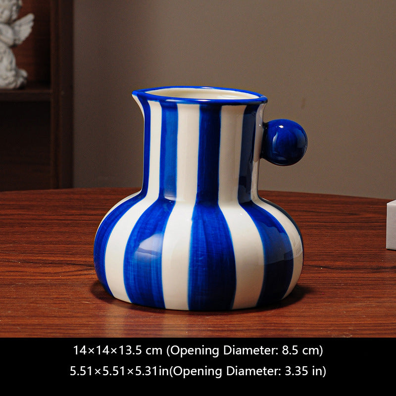 Nordic Retro Striped Ceramic Vase
