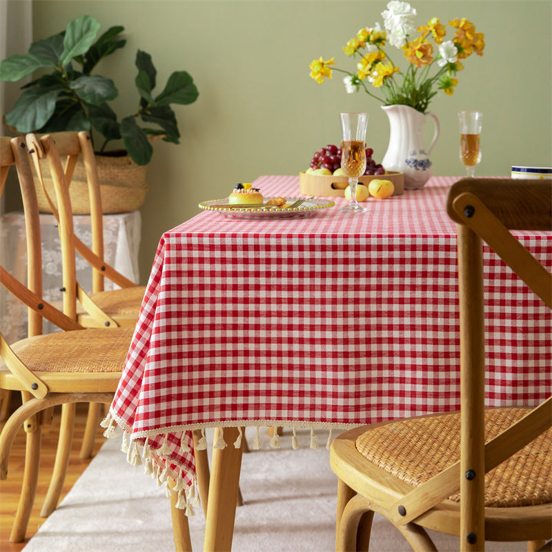 Waterproof and oil-resistant cotton-linen fabric with tassel details