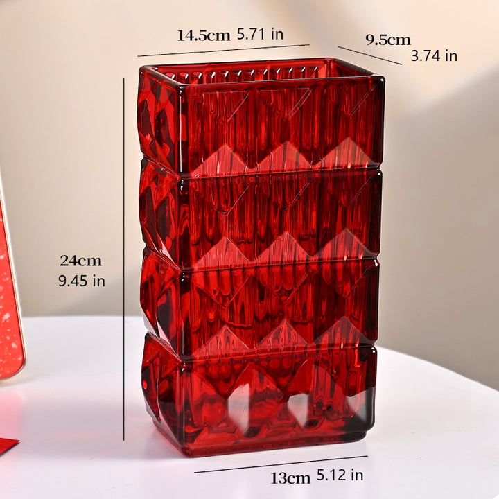 A thick, crystal-clear crystal glass vase.