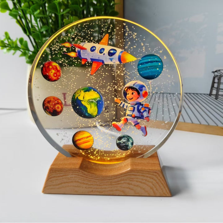 Starry Sky Color 3D Laser-Engraved Crystal Disc Night Light