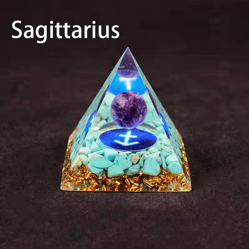 12 Zodiac Sign Resin Crystal Pyramid – Gift for Kids