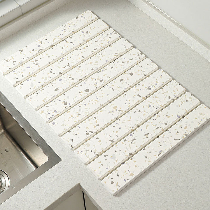 Foldable Marble-Pattern Countertop Mat (Absorbent &amp; Heat-Resistant)