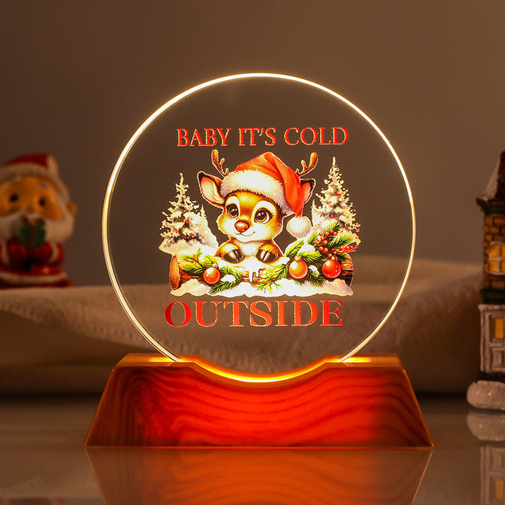 Crystal Holiday Decorative Gift + Small Light-Up Base Night Light
