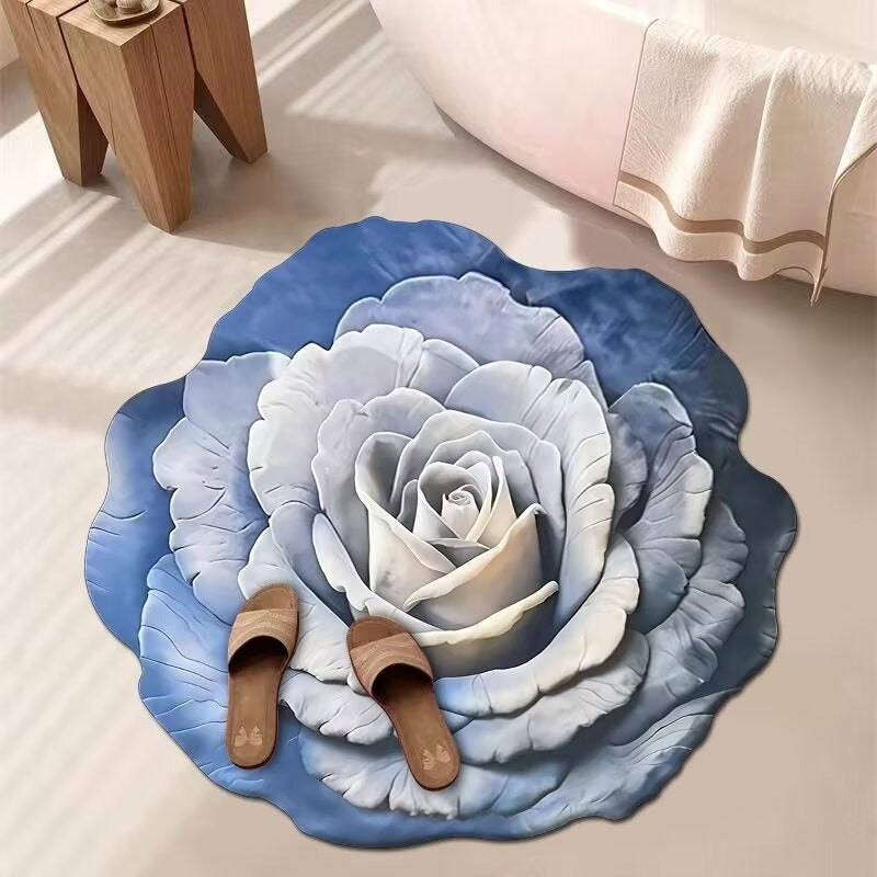 Stunning 3D Floral Pattern Diatomaceous Earth Bath Mat – Non-Slip &amp; Quick-Drying