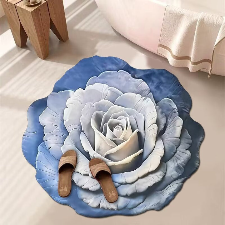 Stunning 3D Floral Pattern Diatomaceous Earth Bath Mat – Non-Slip &amp; Quick-Drying