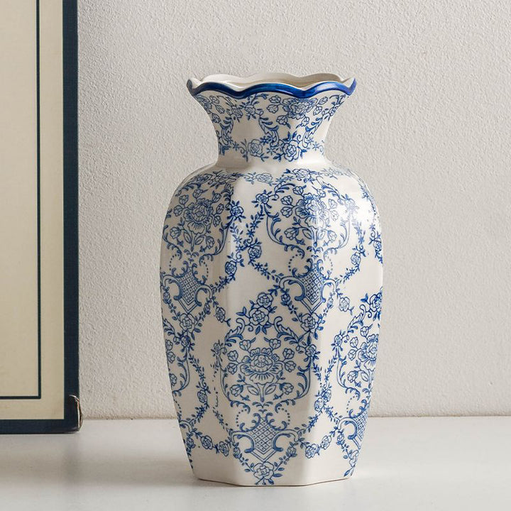 High-quality blue and white porcelain floral vase