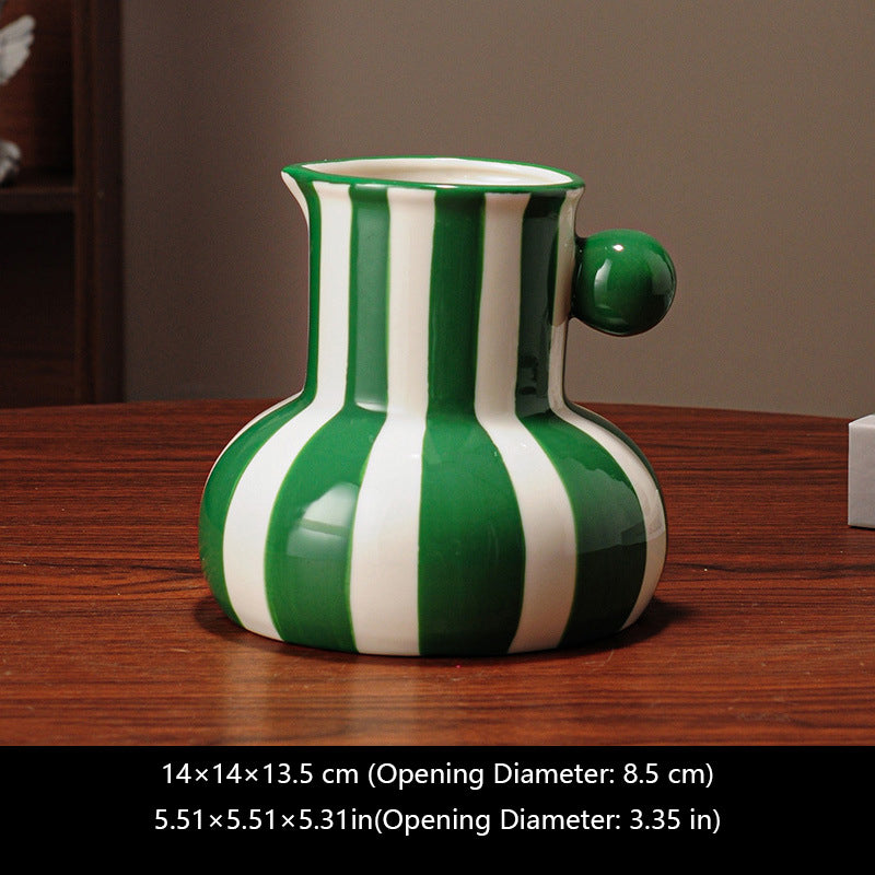 Nordic Retro Striped Ceramic Vase