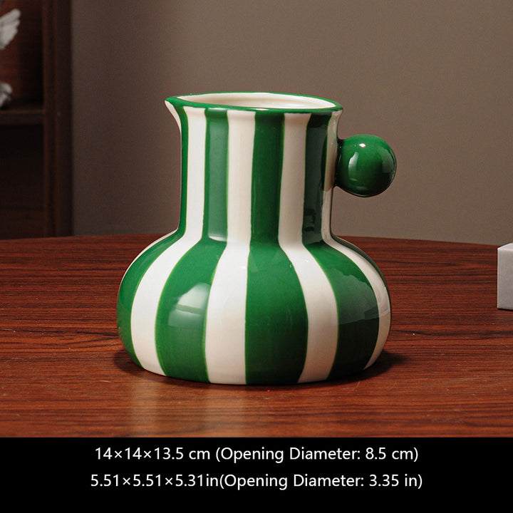 Nordic Retro Striped Ceramic Vase
