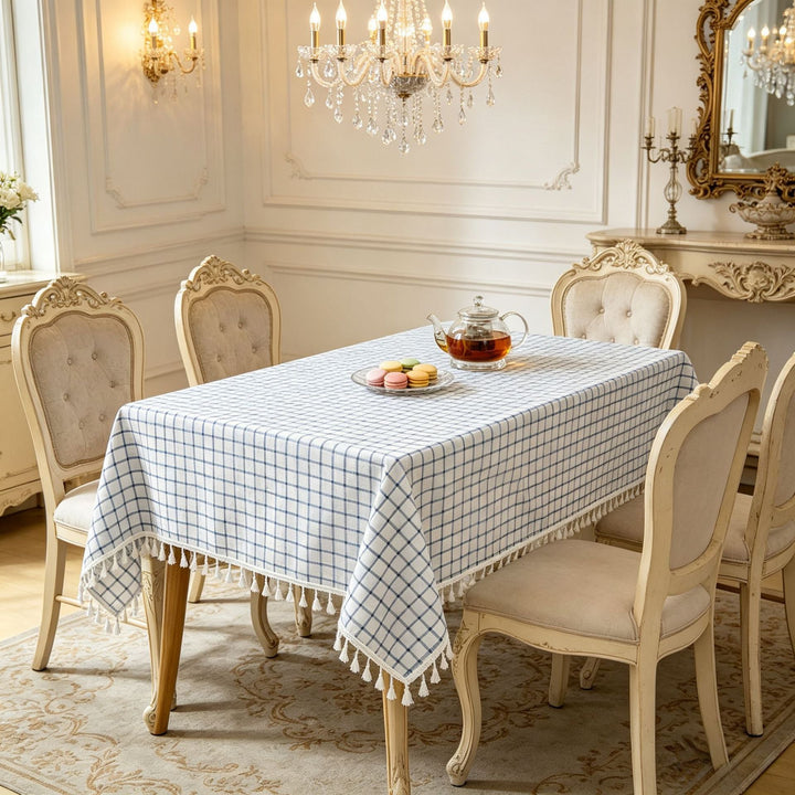 Ethnic-style vintage cotton-linen tablecloth