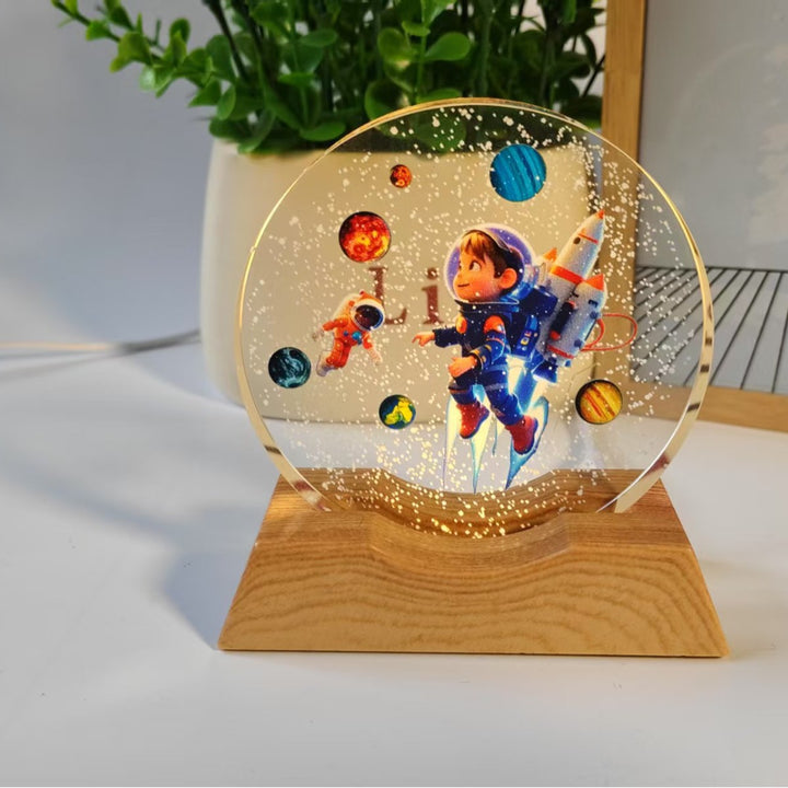 Starry Sky Color 3D Laser-Engraved Crystal Disc Night Light