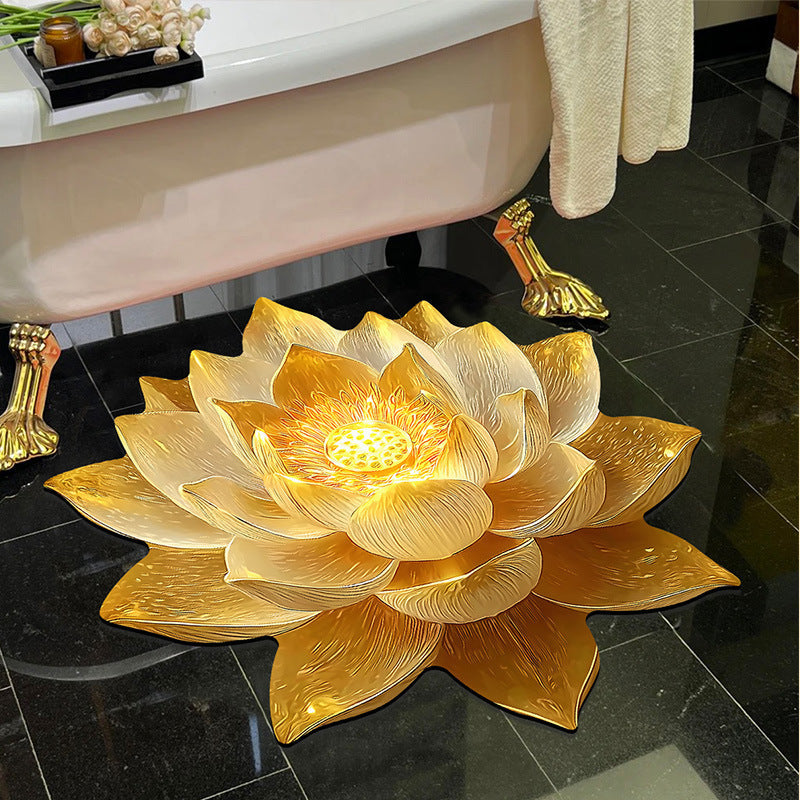Visually stunning 3D floral-patterned non-slip, absorbent floor mat.