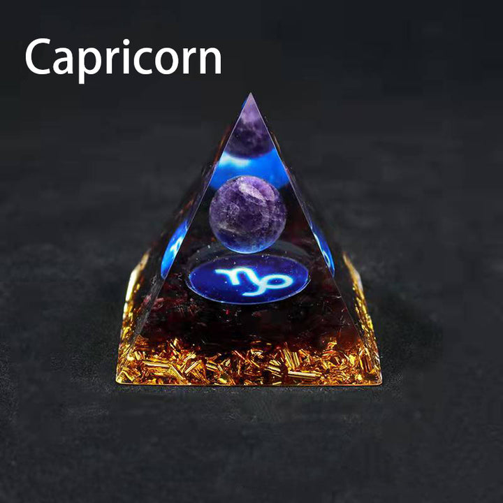 12 Zodiac Sign Resin Crystal Pyramid – Gift for Kids
