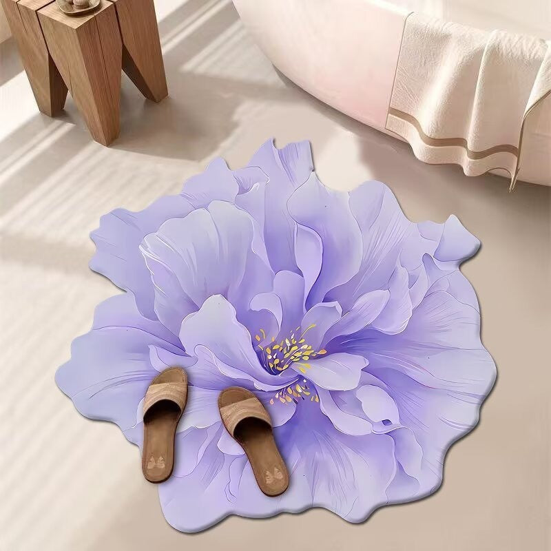 Stunning 3D Floral Pattern Diatomaceous Earth Bath Mat – Non-Slip &amp; Quick-Drying