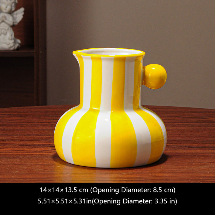 Nordic Retro Striped Ceramic Vase