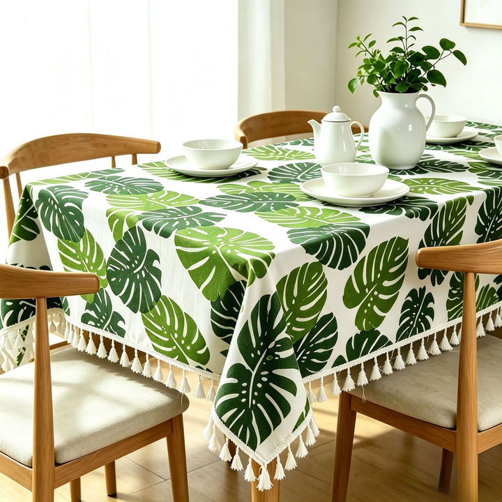 Ethnic-style vintage cotton-linen tablecloth