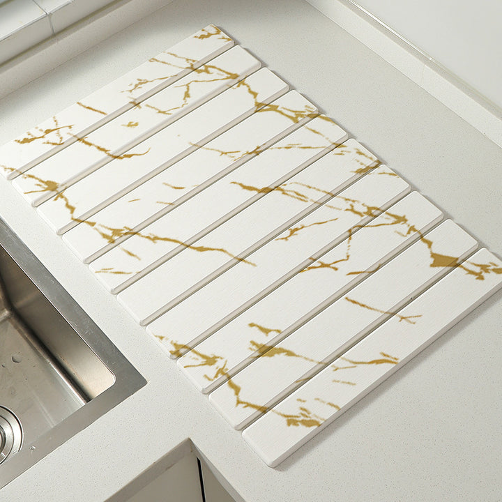 Foldable Marble-Pattern Countertop Mat (Absorbent &amp; Heat-Resistant)