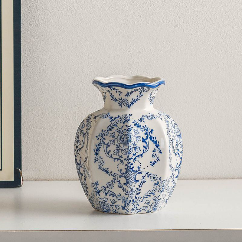 High-quality blue and white porcelain floral vase