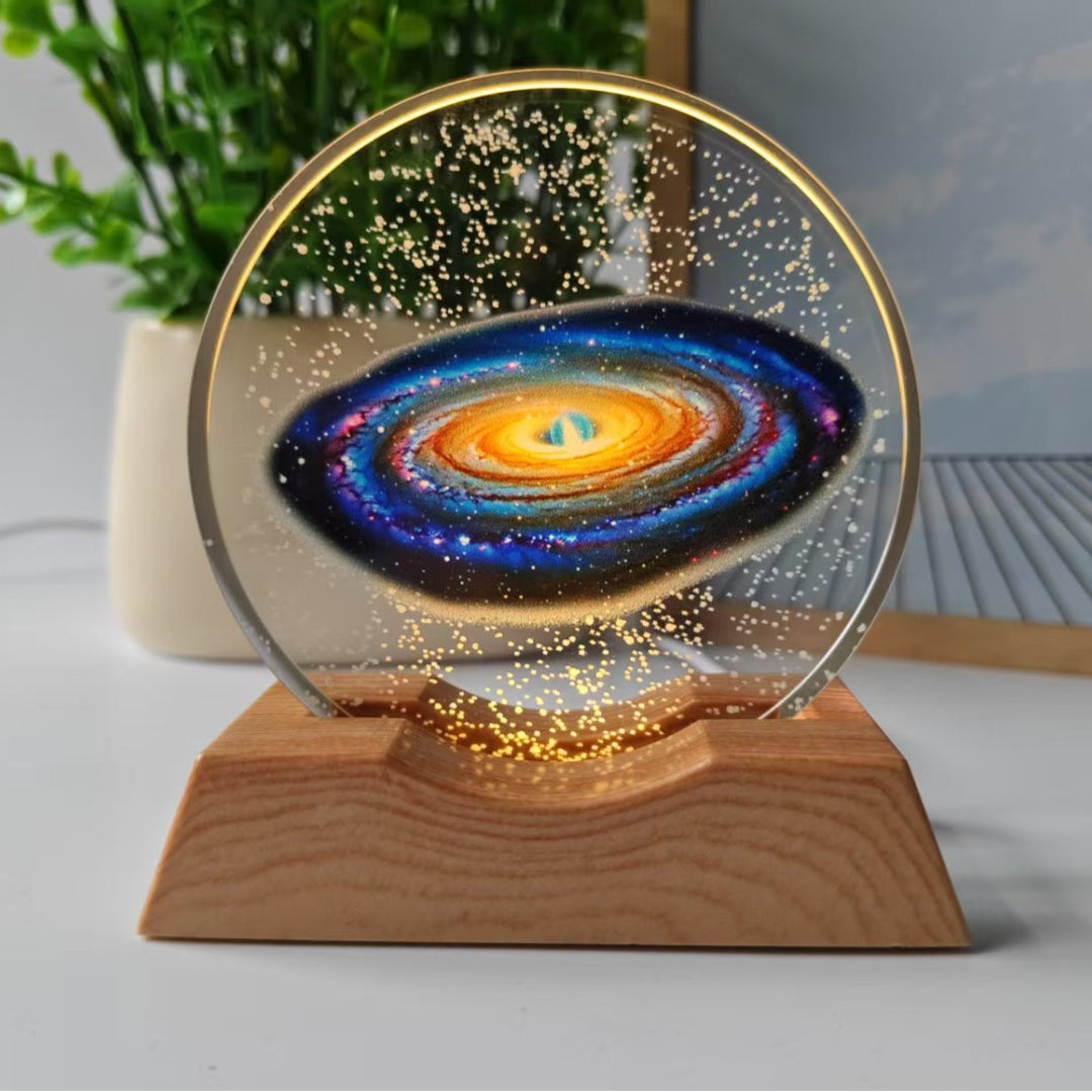 Starry Sky Color 3D Laser-Engraved Crystal Disc Night Light